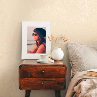 Papier peint beige-crème motif végétal - intissé texture légère 