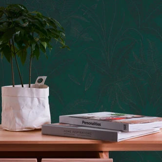 Vliestapete mit Blattmotiv in Tannengrün - Wandgestaltung für ein exquisites Wohngefühl 