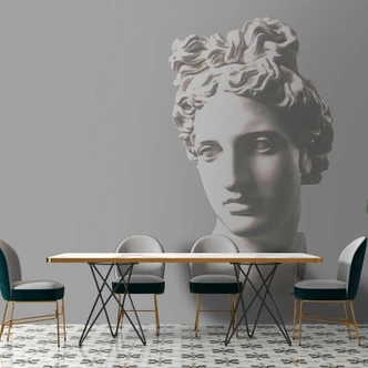 Antique bust wallpaper in grey shade - non-woven wallpaper with sculpture motif 