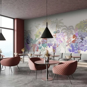 Botanisk fototapet med färggradient - non-woven tapet Flora i pastell 