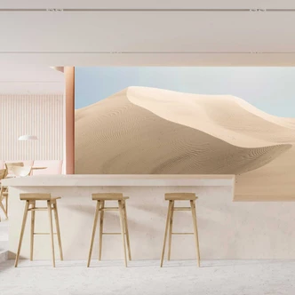 Woestijnduinen behang in zachte beige tinten - rustig vliesbehang voor ontspanningsruimtes 