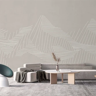 Geometriska berg Fototapet i beige med linjemönster - non-woven tapet 