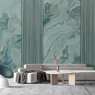 Marmoreffekt tapet med ränder blågrå - non-woven Fototapet elegans 