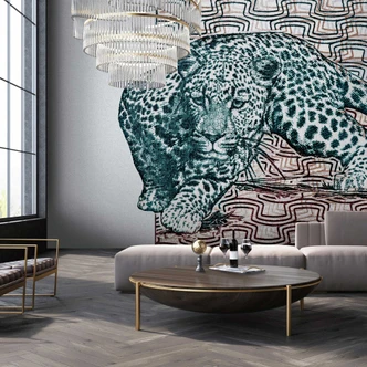 Leopardtapet med vågmönster svartvitt - Fototapet Wild Look 