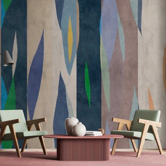 Abstract art wallpaper mural with play of colours - modern non-woven wallpaper 