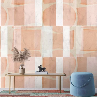 Moderne Abstrakte Fototapete in Apricot - Geometrische Vliestapete 