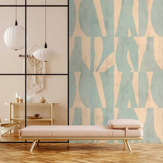 Abstract photo wallpaper in aqua and beige - modern pattern non-woven wallpaper 