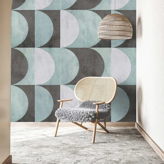 Kreis-Geometrie Tapete in Pastellblau Grau - Vliestapete Modern 