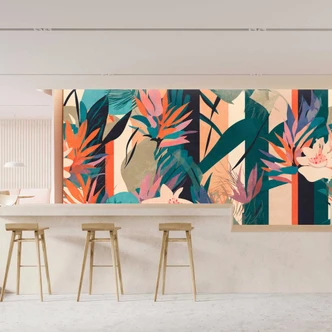 Tropical paradise wallpaper - Colourful non-woven design with flowers Tropical paradise wallpaper - Colourful non-woven design with flowers