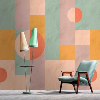 Fototapete Retro Geometrische Vliestapete - Sanfte Pastellfarben Muster 