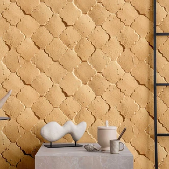 Fototapete Strukturierte Marokkanische Tapete- Beige Ton in Ton Muster 