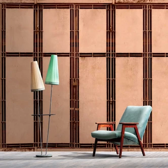 Art Deco Texture Wallpaper Mural - Copper Coloured Lattice Pattern 