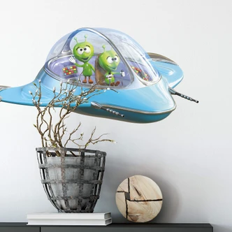 Michel Agullo - Aliens in Spaceship Wall Sticker 