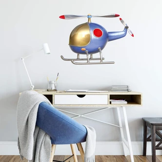 Wallsticker - Michel Agullo - Helikopter Blå 