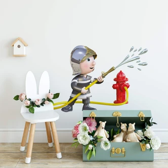 Muursticker Michel Agullo - Kleine Brandweerman 