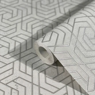 3D look grey graphic non-woven wallpaper  