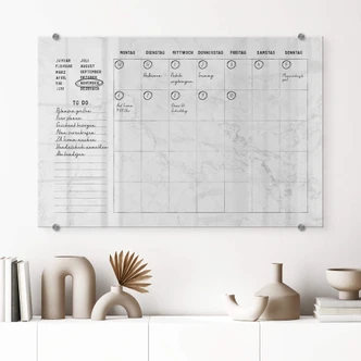 Memoboard Glas/Acryl Monatsplaner Marmor 