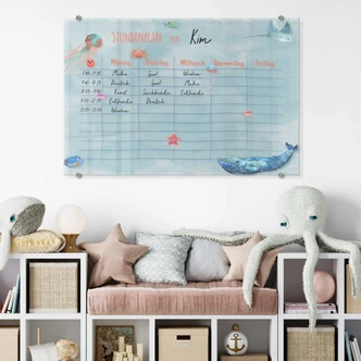 Acrylboard Memoboard Stundenplan Meerestiere - Transparent  
