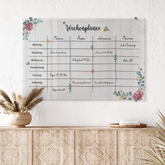 Memoboard Glas/Acryl Wochenplaner Familie - transparent 
