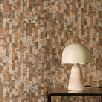 Icke-vävd tapet Daniel Urban Lines brungrå orange metallic - randig ytstruktur 