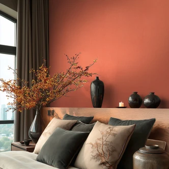 Ikke-vævet tapet almindeligt struktureret tapet rød orange almindelig stue soveværelse gang køkken spisestue 