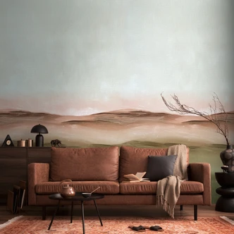 Icke-vävd fototapet akvarell brun grädde grön matt utdragbar 1,59 x 2,80 m Icke-vävd tapet tapet 