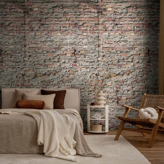 Icke-vävd tapet tegelvägg grå röd brun matt utdragbar 1,59 x 2,80 m Icke-vävd tapet 