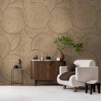 Ikke-vævet tapet 3D cirkler beige brun mat udtrækkelig 1,59 x 2,80 m ikke-vævet tapet vægmaleri 