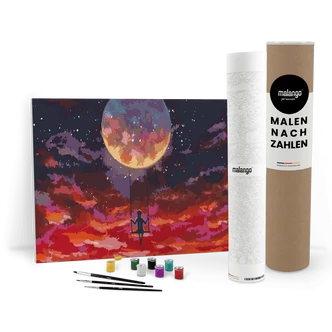Malen nach Zahlen Leinwandbild - Mond und Schaukel  