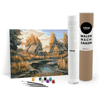 Malen nach Zahlen Leinwandbild - Landschaft am Fluss  