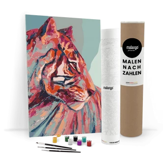 Malen nach Zahlen Leinwandbild - Tiger farbenfroh  