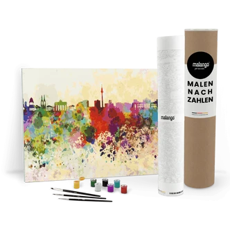 Malen nach Zahlen Leinwandbild - Berlin Skyline bunt  