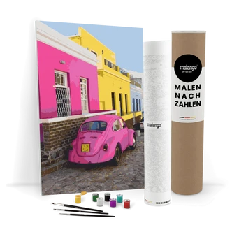 Malen nach Zahlen Leinwandbild - Käfer pink  