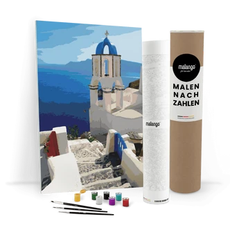 Malen nach Zahlen Leinwandbild - Meer auf Santorini  