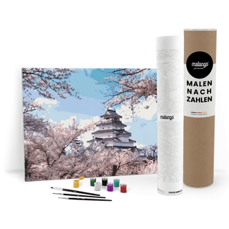 Malen nach Zahlen Leinwandbild - Landschaft Tempel der Sakura  