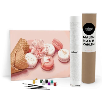 Malen nach Zahlen Leinwandbild - Macaron Dessert  
