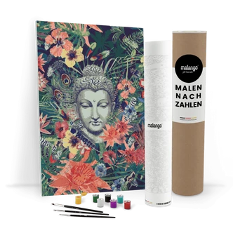 Malen nach Zahlen Leinwandbild - Buddha unter Blumen Malen nach Zahlen Leinwandbild - Buddha unter Blumen