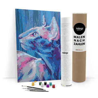 Malen nach Zahlen Leinwandbild - Katze blaue Sphynx  