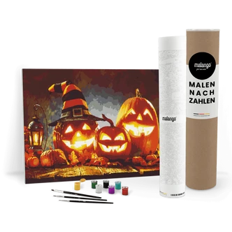 Malen nach Zahlen Leinwandbild - Halloween Kürbis Party  