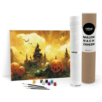 Malen nach Zahlen Leinwandbild - Halloween Stadt  