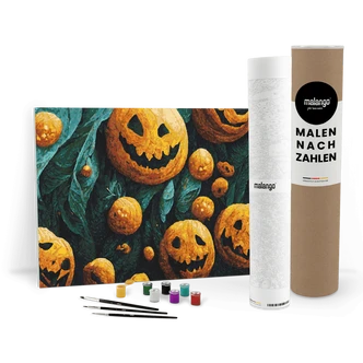 Malen nach Zahlen Leinwandbild - Halloween Kürbisse  