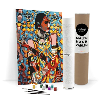 Malen nach Zahlen Leinwandbild - Frau traditionell Modern Art  