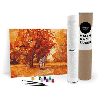 Malen nach Zahlen Leinwandbild - Herbstspatziergang  