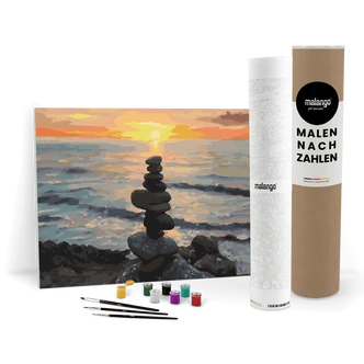 Malen nach Zahlen Leinwandbild - Zen Sonnenuntergang am Strand Malen nach Zahlen Leinwandbild - Zen Sonnenuntergang am Strand