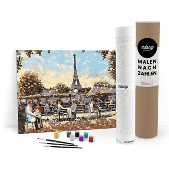 Malen nach Zahlen Leinwandbild - Café am Eifelturm No. 2 Malen nach Zahlen Leinwandbild - Café am Eifelturm No. 2