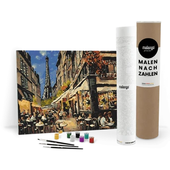 Malen nach Zahlen Leinwandbild - Café am Eifelturm No. 4 Malen nach Zahlen Leinwandbild - Café am Eifelturm No. 4