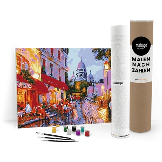 Malen nach Zahlen Leinwandbild - Café vor Sacre Coeur No. 1 Malen nach Zahlen Leinwandbild - Café vor Sacre Coeur No. 1