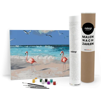 Malen nach Zahlen Leinwandbild - Flamingo Florian und Floriane Malen nach Zahlen Leinwandbild - Flamingo Florian und Floriane