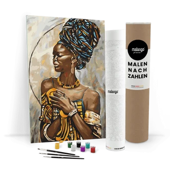 Malen nach Zahlen Leinwandbild - Frau traditionell African Style  