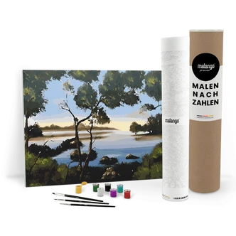 Malen nach Zahlen Leinwandbild - Waldsee am Morgen Malen nach Zahlen Leinwandbild - Waldsee am Morgen